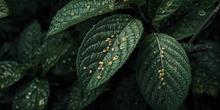 Rough textured Alstonia scholaris leaves influenced by embedded insect eggs