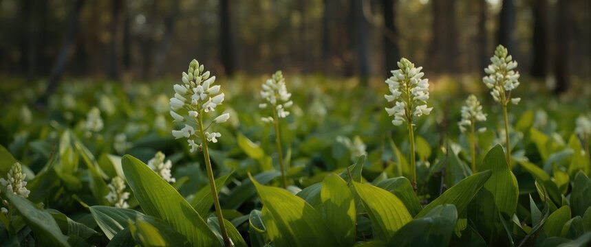 Intimate look at bogbean flowers thriving in wetland habitat