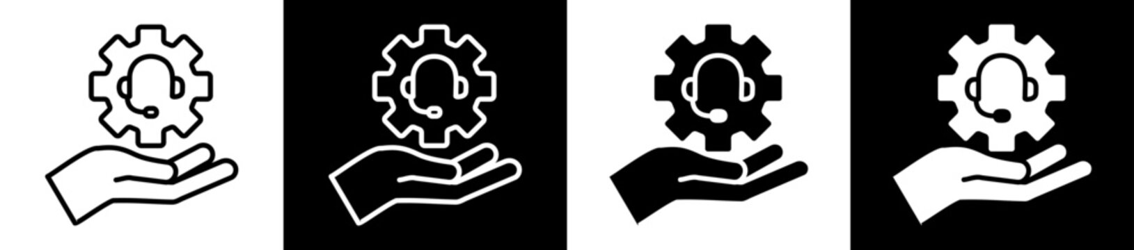 Technical Support Icon Black And White Vector Illustration.