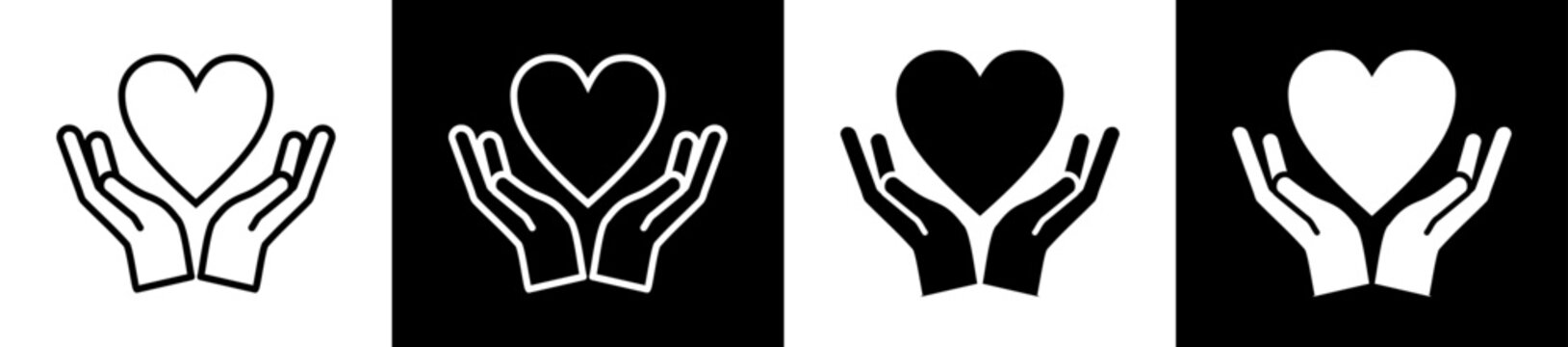 Humanitarian Icon Black And White Vector Illustration.