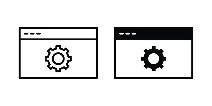 Backend icon. line and filled black pictograms.