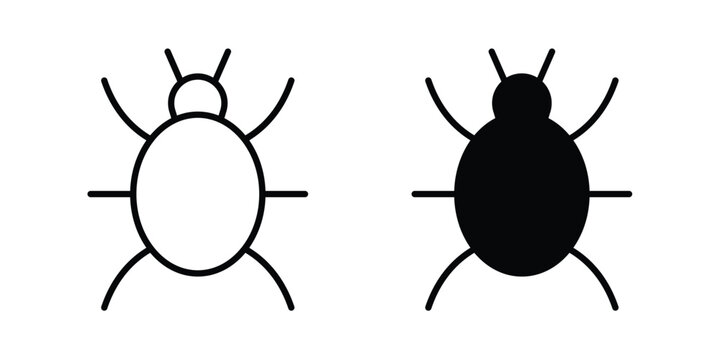 Bug icon. line and filled black pictograms.