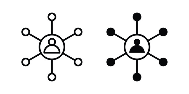 Business Connections icon. line and filled black pictograms.