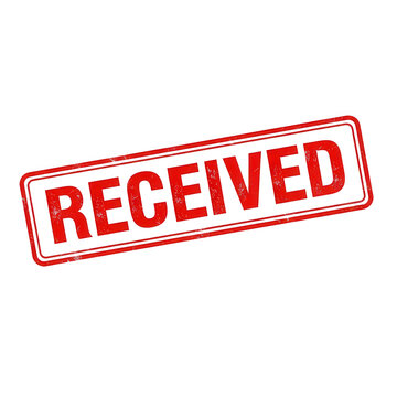 Bold red received stamp for confirmation and validation