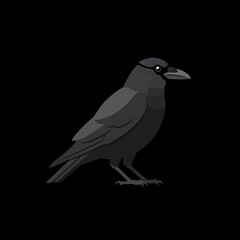 Fototapeta premium Black crow bird illustration standing in profile