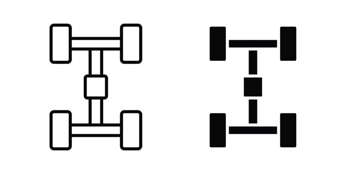 Car chassis icon. line and filled black pictograms.