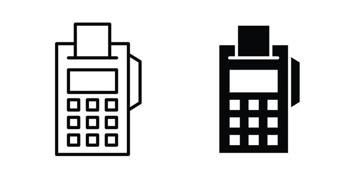 Card machine icon. line and filled black pictograms.