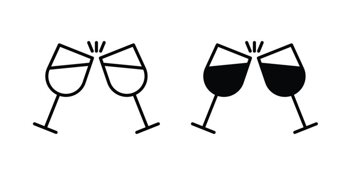 Cheers icon. line and filled black pictograms.