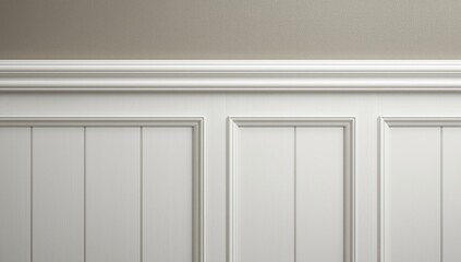 Fototapeta premium White wainscot paneling highlighted by chair rail finish