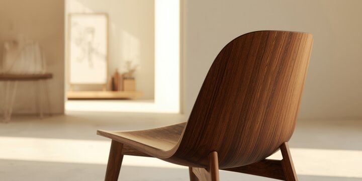 Smooth varnished chair wood finish highlighted under soft light