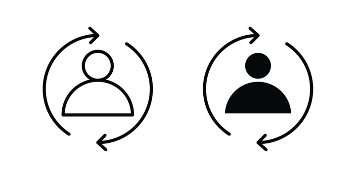 employee turnover icon. line and filled black pictograms.