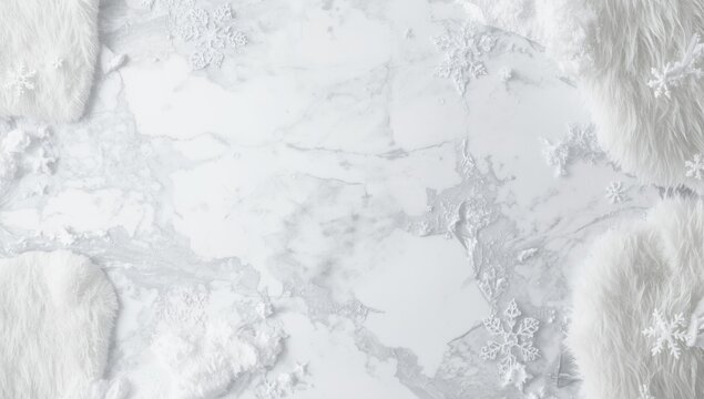 Snow inspired white marble surface showing icy landform details and fur like flooring effect