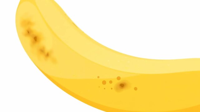 Slow tracking shot of ripe banana on white background, camera pans and zooms from whole fruit to close up. gentle reveal shows peel being pulled back to expose inner fruit.