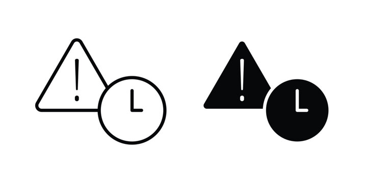 Expiry icon. line and filled black pictograms.
