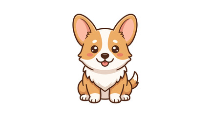 Fototapeta premium Cute Corgi Puppy Cartoon Illustration, Adorable Dog, Pet, Animal