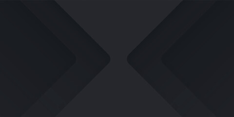 Obraz premium Black abstract vector long banner. Minimal gradient background with arrows and copy space for text. Socail media cover