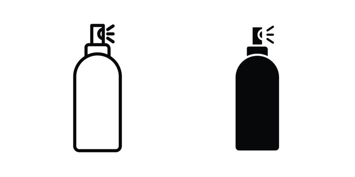Hair spray icon. line and filled black pictograms.
