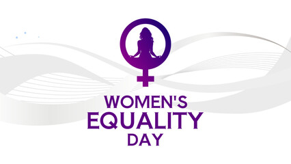 Women's equality day banner, poster with female symbol and wave background © KR Studio