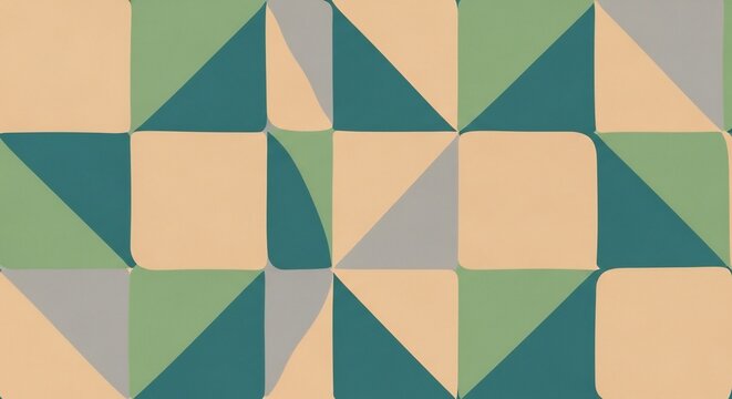 Muted Geometric Tile Pattern Arranged in Repeating Grid Background