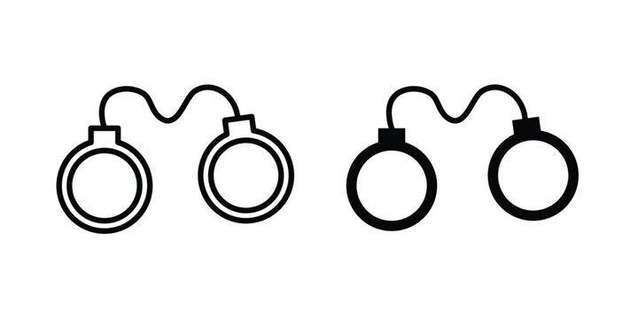 Handcuffs icon. line and filled black pictograms.