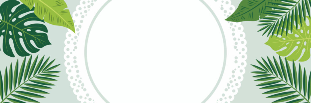 Decorative Tropical Leaf Pattern Design With Circular Space