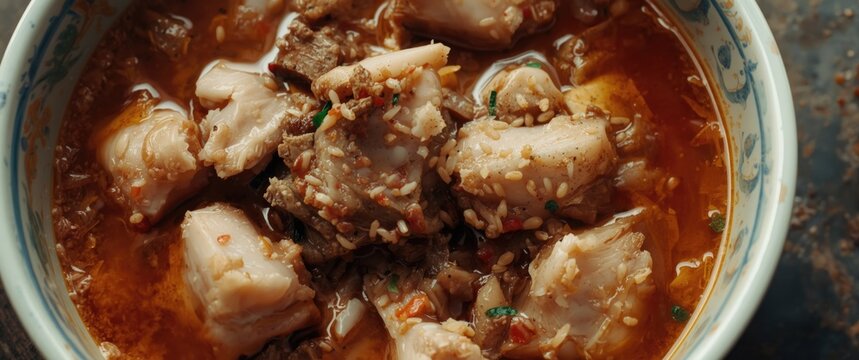 Rich conch meat soup blended with soft fish maw pieces