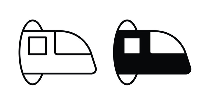 Hyperloop icon. line and filled black pictograms.