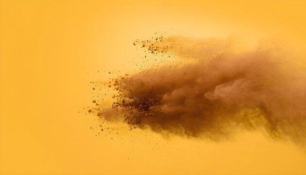 Brown powder exploding in mid-air creating dynamic splash