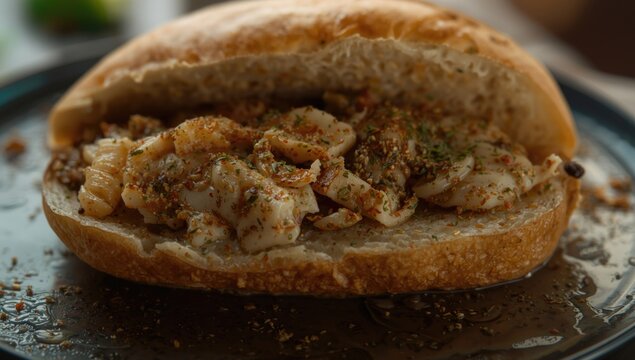 Zesty cod fish filling in Surinamese bread with Indian seasoning