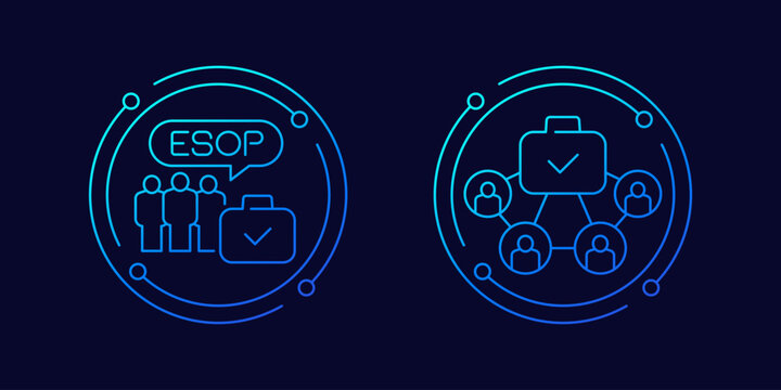 ESOP icons, Employee stock ownership plan, linear design