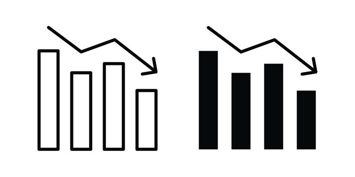 Negative trend icon. line and filled black pictograms.
