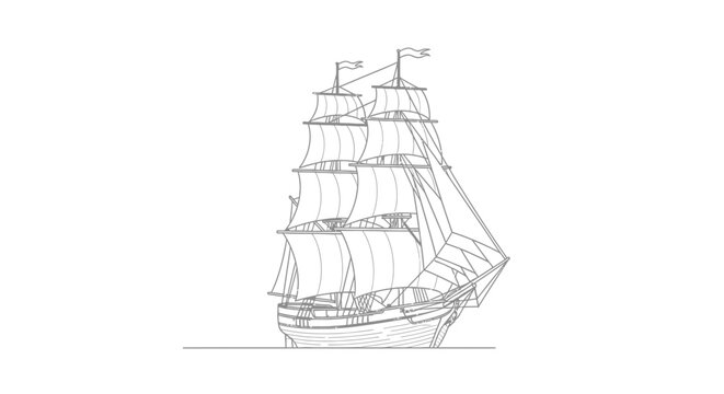 Vintage Sailing Ship Illustration Design.