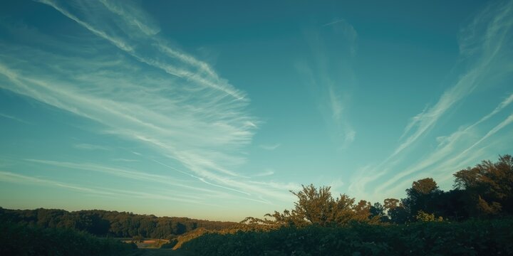 Tranquil scenic spot with striking blue sky and wispy clouds