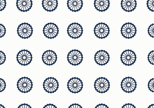 A seamless pattern featuring a repeating design of bicycle wheels