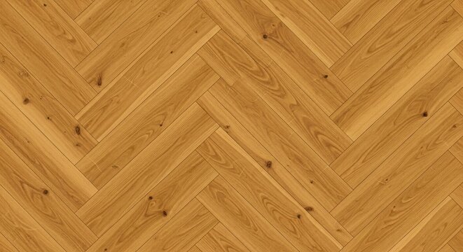 Warm Wooden Herringbone Parquet Pattern with Natural Grain and Knots