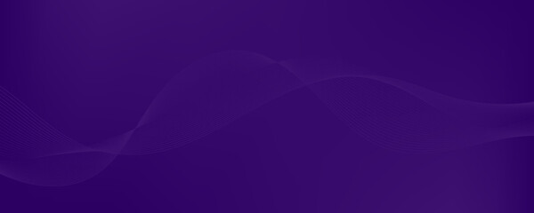 Naklejka premium Dark purple background banner with abstract linear waves