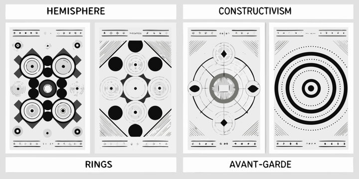 Geometric Rings Pattern With Concentric Circles And Lines Black And White