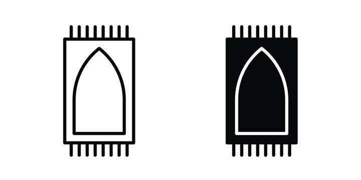 Prayer mat icon. line and filled black pictograms.