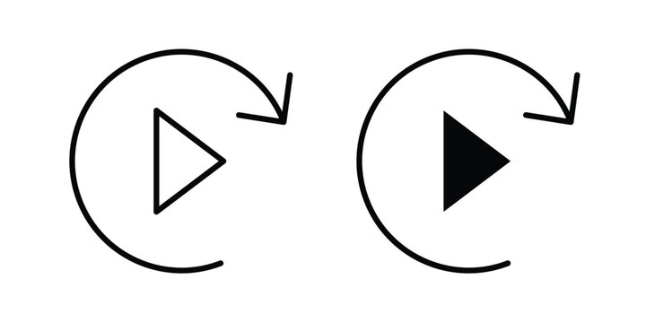 Replay icon. line and filled black pictograms.
