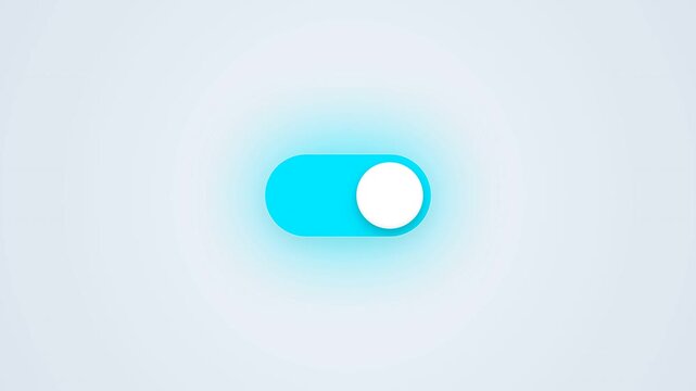Toggle Switch Icon, User Interface Element, Digital Graphic, Minimalist Design, Blue Glow, Front View, Technology Concept