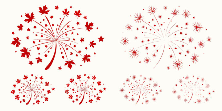 Red firework burst pattern with scattered star shapes vector illustration
