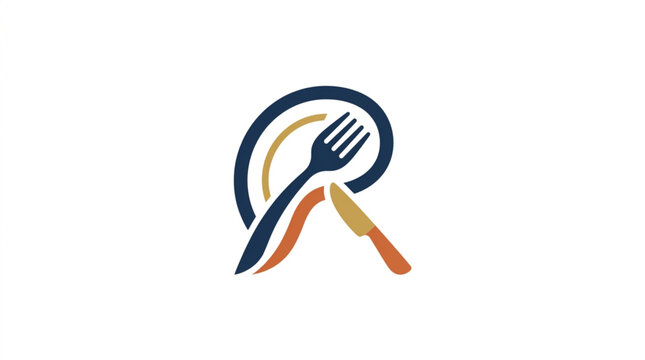 Abstract logo design with fork and knife.