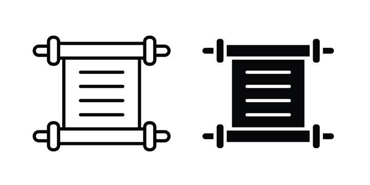 Scrolls icon. line and filled black pictograms.