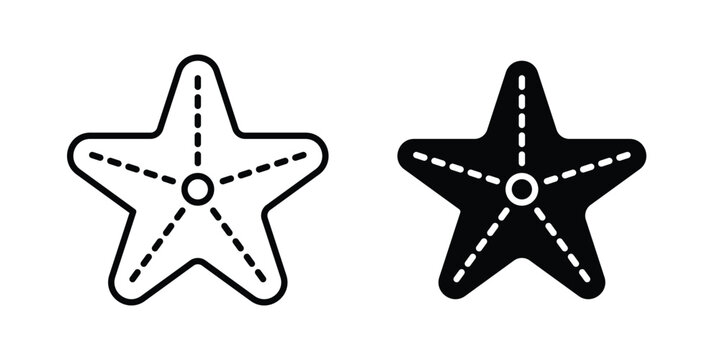 Sea star icon. line and filled black pictograms.