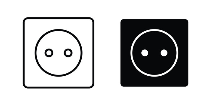 Socket Outlet icon. line and filled black pictograms.