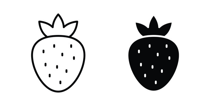 Strawberry icon. line and filled black pictograms.