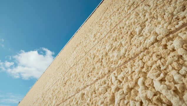 Exterior wall thermal insulation with mineral wool improving commercial building energy efficiency