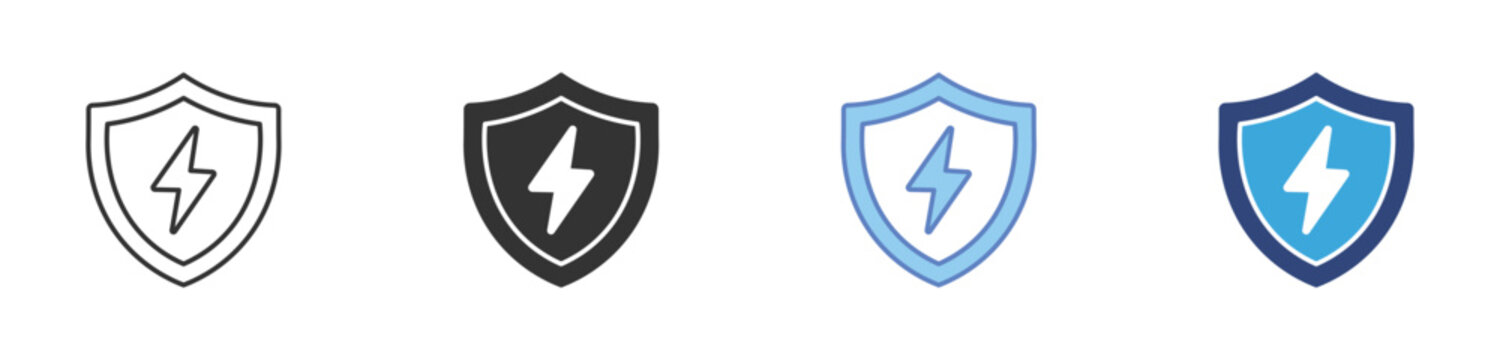 Energy Shield Icon Set, power protection, electrical security, surge protection, energy vector icons