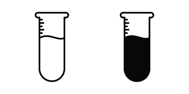 Test tube icon. line and filled black pictograms.
