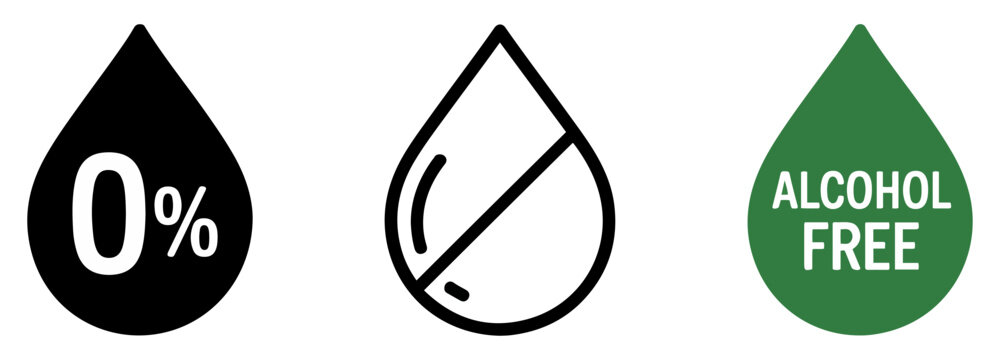 alcohol free label icon set